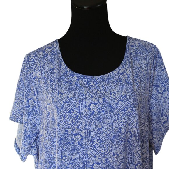 Land's End Comfy Pullover Dress Blue White Paisley 2x EUC - Picture 3 of 8